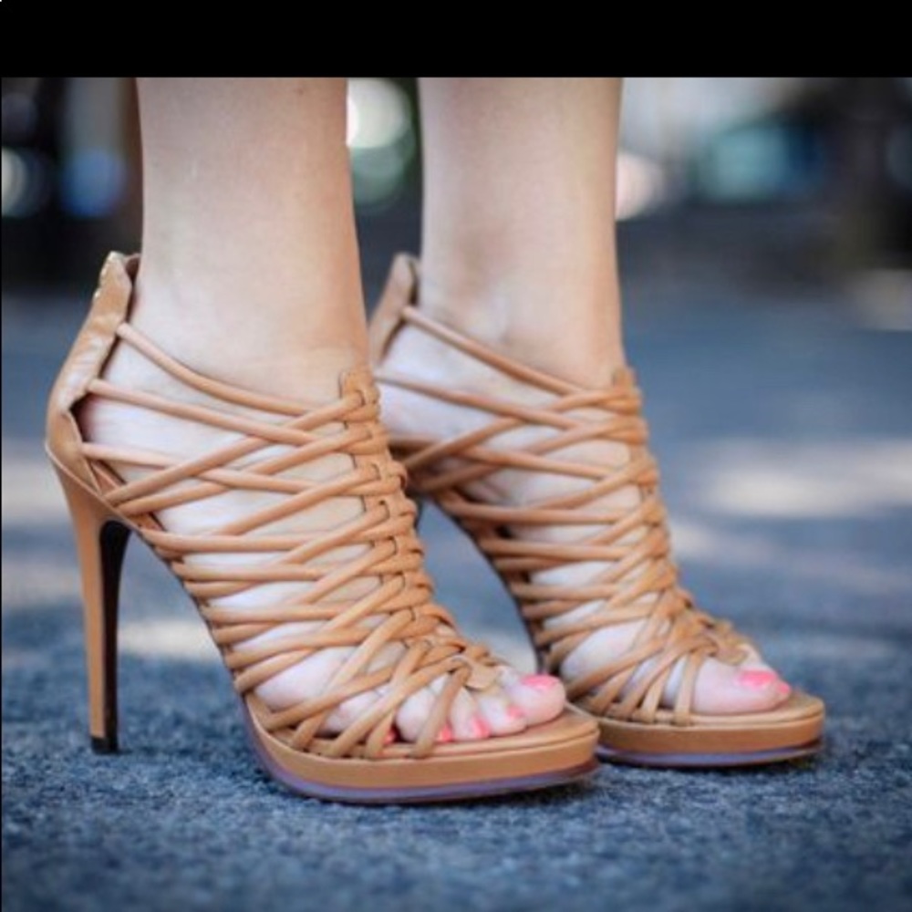 DVF tan leather high heeled sandal